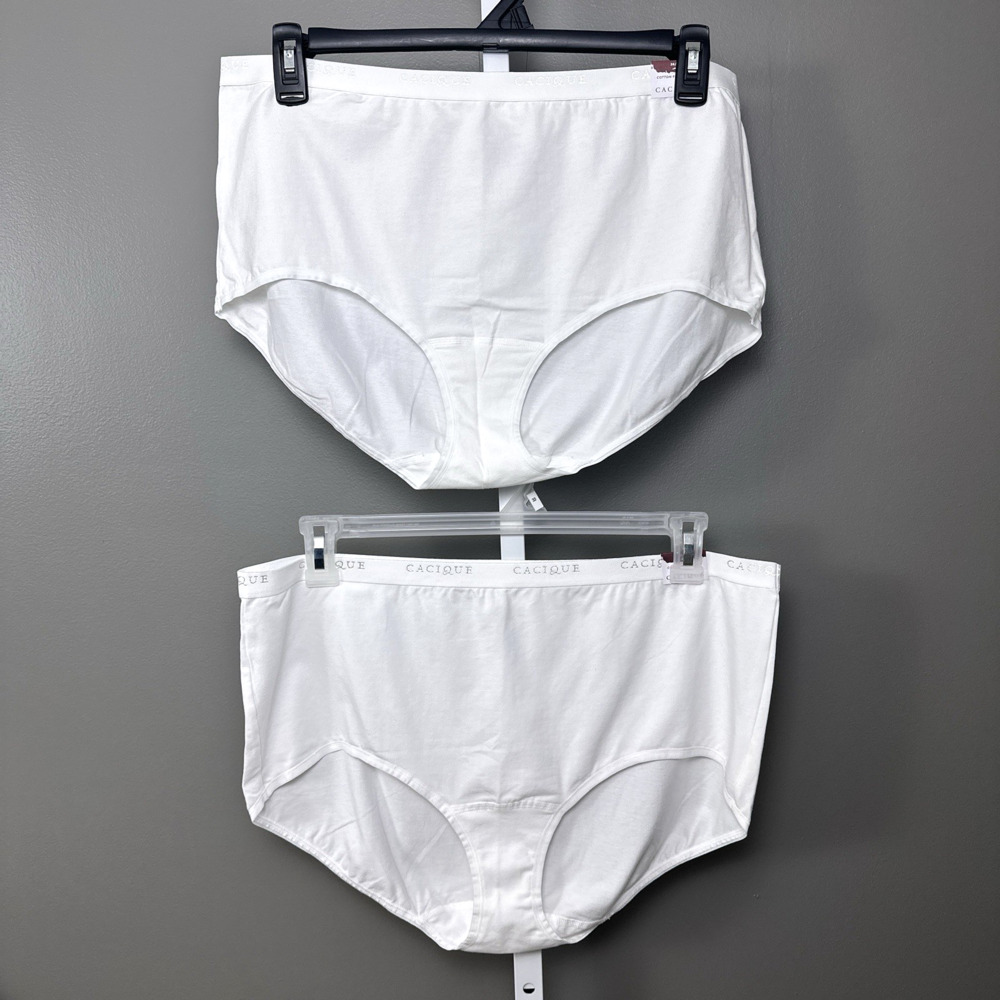 Cacique Cotton Full Brief Panties Size 26/28 Panty Lot Set of 2 White New 6
